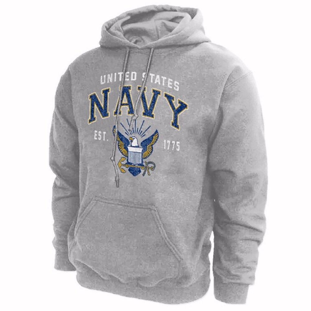 U.S. Navy Vintage Block Logo Hoodie - NEW Fast Ship